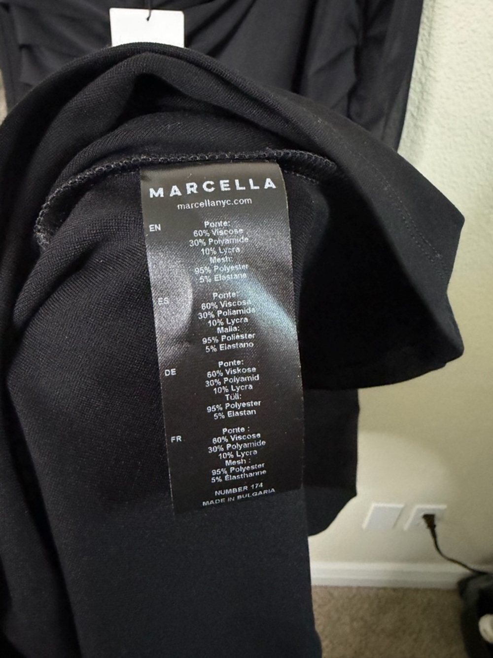 NWT Marcella Black Monroe Dress European Ponte & Mesh Gown Womens Size M - Picture 12 of 13